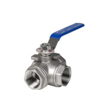 High strength stainless steel female  Stainless Steel 3 Way Ball Valve with manual handle 3 way ball valves 4/1 inches 50mm